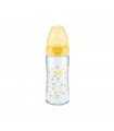 NUK First Choice Plus, Κίτρινο Γυάλινο Μπιμπερό, με Θηλή Καουτσούκ για Βρέφη από 0-6 μηνών, 240ml