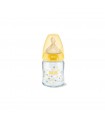 NUK First Choice Plus, Κίτρινο Γυάλινο Μπιμπερό, με Θηλή Καουτσούκ για Βρέφη από 0-6 μηνών, 120ml